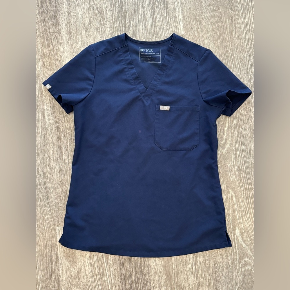 Figs Navy Scrub Top